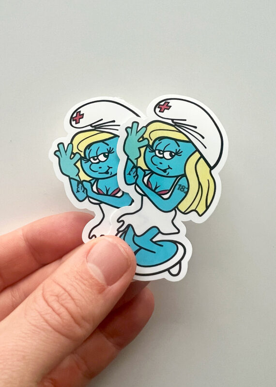 Smurfin Enema Nurse Sticker