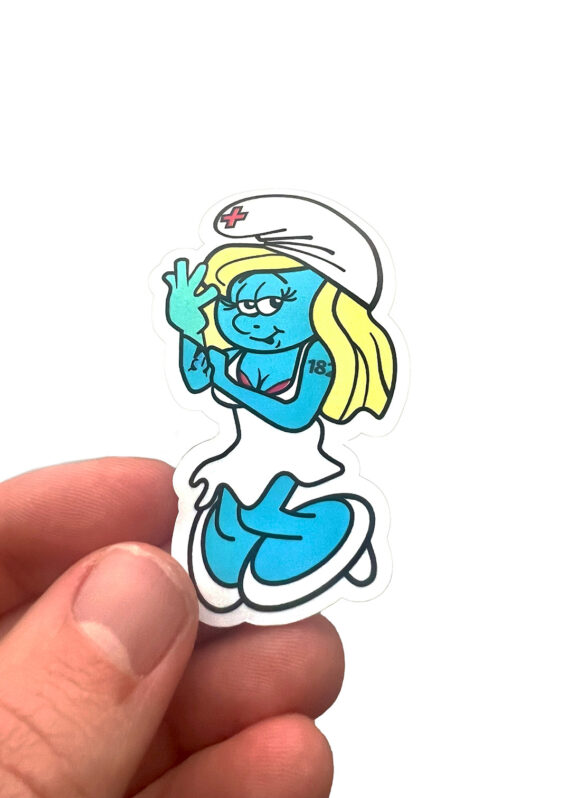 Smurfin Enema Nurse Sticker